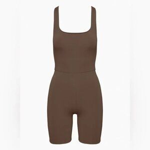 Aritzia Babaton Contour Squareneck Romper Chocolate Brown Size Small